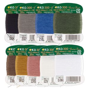 Thread, K.O., nylon, pkg/(10) 30-meter set, mixed colors, size 0.15, 4-pound test.