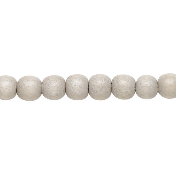 Bead, Taiwanese cheesewood (dyed / waxed), light grey, 5-6mm round. Sold per pkg of (2) 15-1/2" to 16" strands. image number 0