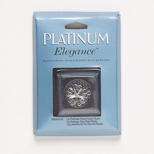 Charm, lacquer and platinum-plated copper, 17mm single-sided flower with cutout hearts. Sold individually.