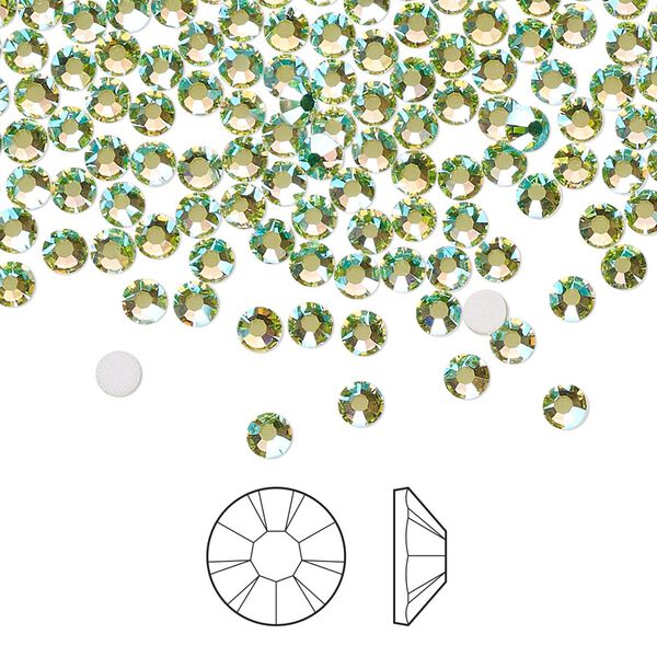 Flat back 1440pk limecicle AB foil back, Preciosa MAXIMA Czech crystal rhinestone 3-3.2mm chaton rose round SS12 image number 0