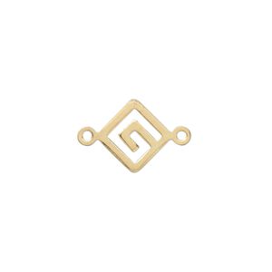 Link, gold-plated brass, 12mm Greek key diamond. Sold per pkg of 20.
