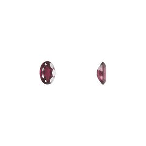 Rhodolite garnet 1pkg2, hand-cut faceted oval gem natural 6x4mm