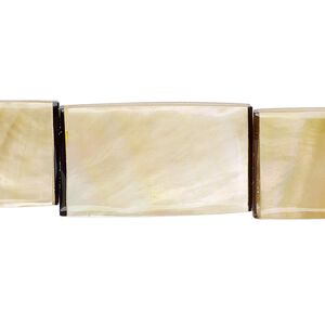 Bead, laminated gold lip shell (assembled), 26x14mm-27x15mm double-sided rectangle, Mohs hardness 3-1/2. Sold per pkg of 5.