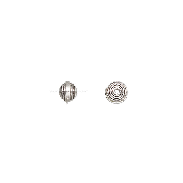 Bead, Hill Tribes, antiqued sterling silver, 6x5mm fancy rondelle. Sold per pkg of 2. image number 0