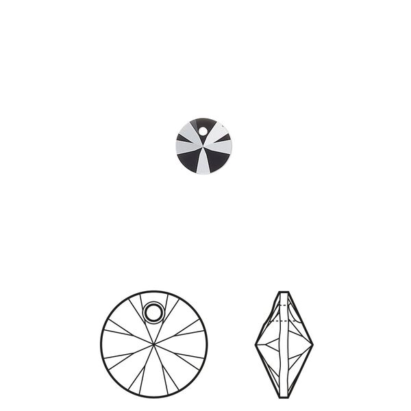 Drop 12pk jet, Crystal Passions® 6mm pendant mini disk 6428 image number 0