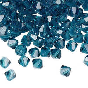 Bead 144pk indicolite, Preciosa Czech crystal 6mm bicone