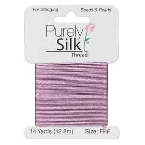 Thread, Purely Silk™, lilac, size FFF. Sold per 14-yard card.