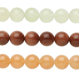 Multi-gemstone / glass 1pkg1, round bead 15.5-16 inch 8mm