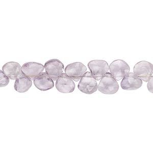 Lavender amethyst 1pkg1, hand-cut top-drilled faceted puffed teardrop bead natural 9 inch 5-7mm
