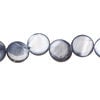 Mother-of-pearl shell 1pkg1, top-drilled flat round bead 15 inch blue steel 9-10mm image number 0