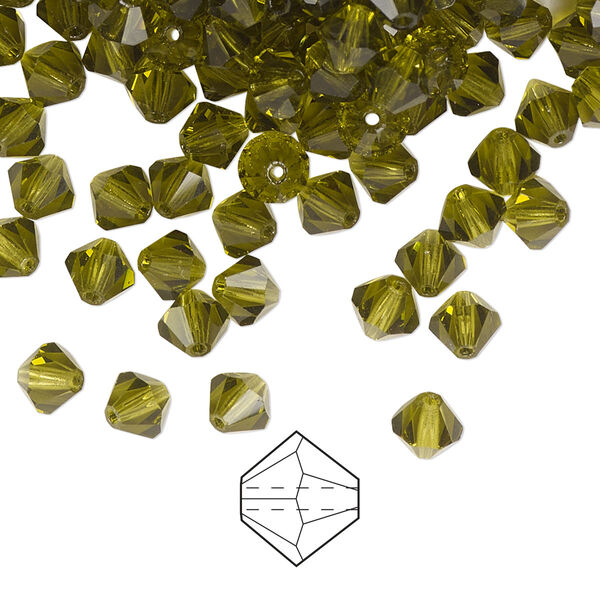 Bead 24pk olivine, Preciosa Czech crystal 5mm bicone image number 0