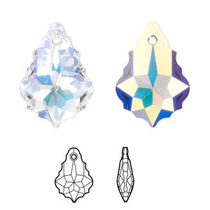 Drop 48pk crystal AB, Swarovski® 22x15mm pendant baroque 6090