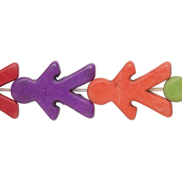 Bead, "howlite" (resin) (imitation), multicolored, 21x15mm-22x16mm flat person. Sold per 15-inch strand. image number 0