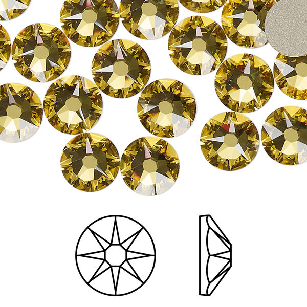 Flat back 12pk light topaz foil back, Crystal Passions® 8.412-8.672mm rose round SS40 2088 image number 0