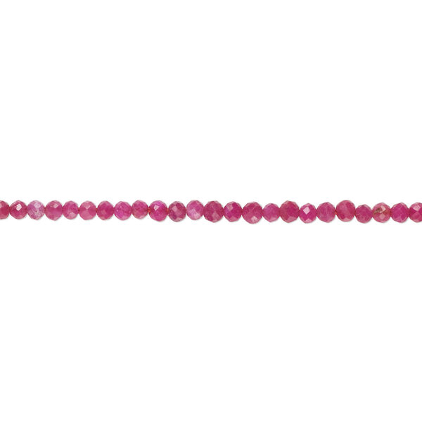 Bead, ruby (heated), 2-3mm hand-cut faceted round, B- grade, Mohs hardness 9. Sold per 15-1/2" to16" strand. image number 0