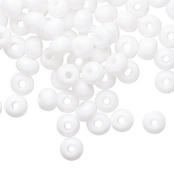 Seed bead, Preciosa Ornela Czech glass, pkg/50g, #2 rocaille, opaque white, (03050). image number 0
