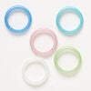 Ring mix 1pkg5, Just for Fun, cat's eye glass (fiber optic glass), mixed colors, 5-6mm faceted, sizes 7-9. image number 1