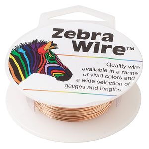 Wire, Zebra Wire™, natural copper, round, 24 gauge. Sold per 20-yard spool.