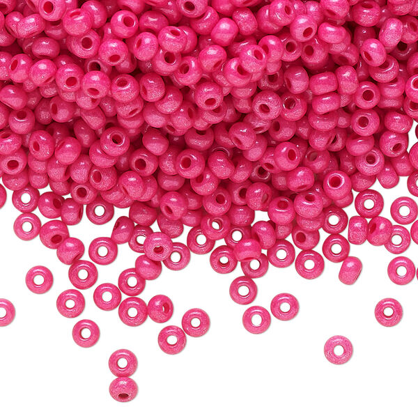 Seed bead, Preciosa Ornela Czech glass, pkg/500g, #8 rocaille, opaque terra intensive dyed pink chalkwhite, (16A77). image number 0