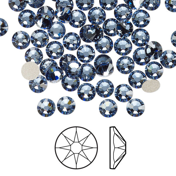 Flat back 144pk denim blue foil back, Crystal Passions® 4.6-4.8mm rose round SS20 2088 image number 0