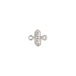 Link, sterling silver and quartz crystal, 8x4mm-9x6mm nugget. Sold individually.
