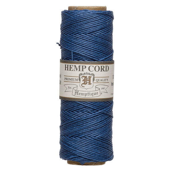Cord, Hemptique®, polished hemp, dusty blue, 0.5mm, 10-pound test. Sold per 205-foot spool. image number 0