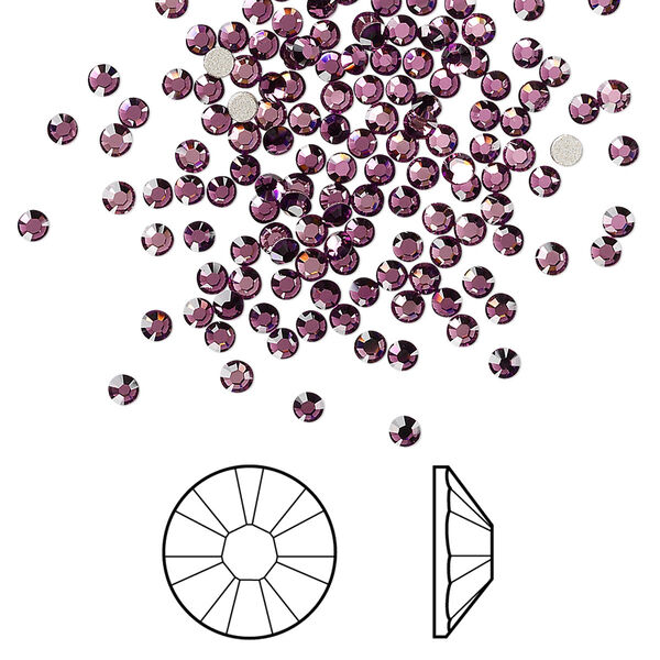 Flat back 144pk amethyst foil back, Crystal Passions® 2.1-2.3mm rose round SS7 2058 image number 0