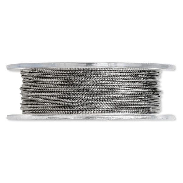 Beading wire, Tigertail™, nylon-coated stainless steel, clear, 3 strand, 0.018-inch diameter. Sold per 30-foot spool. image number 0