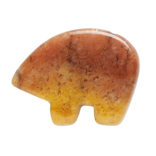 Moukaite jasper 1pkg1, top-drilled and half-drilled Zuni-style bear focal natural, 34x24mm-38x28mm image number 2