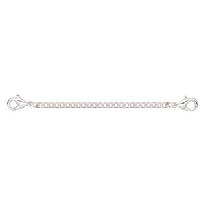 Extender chain 1pkg2 silver-plated curb, 2.4mm / lobster claw clasps, steel / brass 2 inch