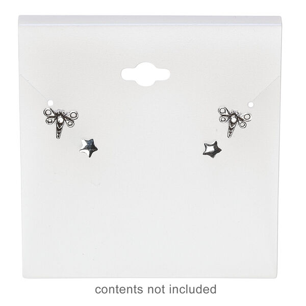 Earring / necklace card, plastic, frosted light blue, 2-1/2 x 2-1/2 inch square. Sold per pkg of 100. image number 1