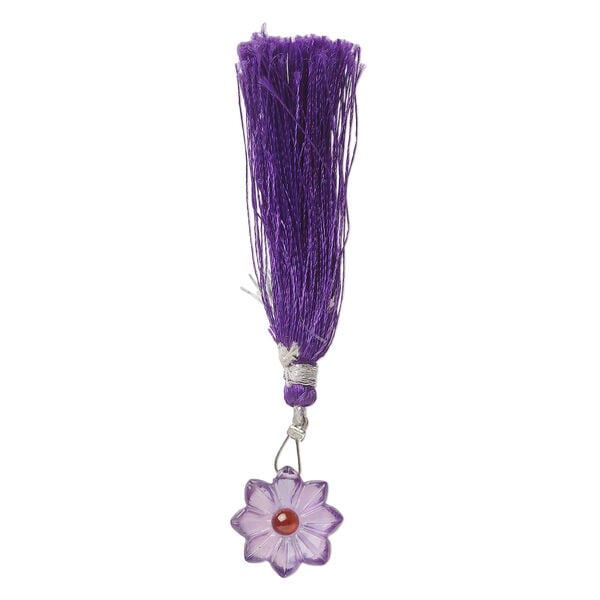 Amethyst / garnet 1pkg1, top-drilled hand-cut 1sided carved flower bead natural, 16mm image number 2