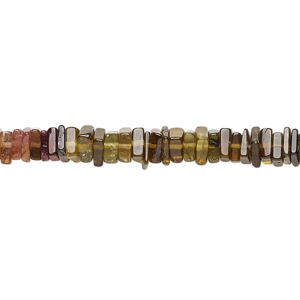 Bead, multi-tourmaline (natural), 4x1mm-6x2mm hand-cut square rondelle, B grade, Mohs hardness 7 to 7-1/2. Sold per 8-inch strand, approximately 95-150 beads. image number 0