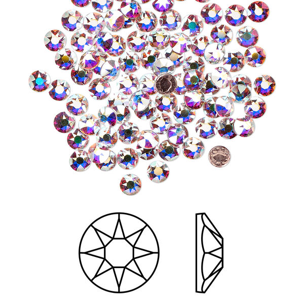 Flat back 144pk crystal AB foil back, Crystal Passions® hotfix rhinestone 3-3.2mm rose round SS12 2078HF image number 0