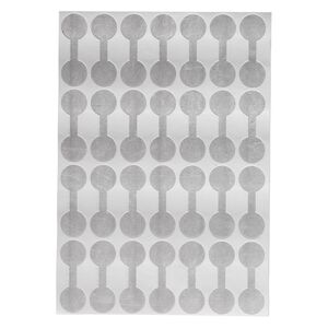 Jewelry tag, Shark-Skin®, Tyvek®, polyethylene, silver, 7/16 inch round, 1-3/8 inches unfolded. Sold per pkg of 1,000.