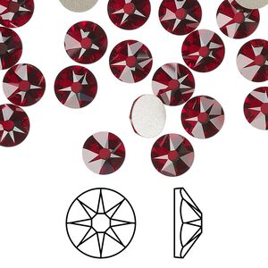 Flat back 144pk Siam foil back, Swarovski® 7.07-7.27mm rose round SS34 2088