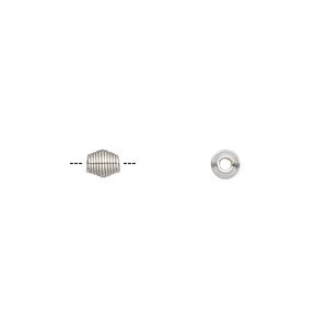 Bead, silver-finished steel, 4.5x4mm coiled double cone. Sold per pkg of 10.