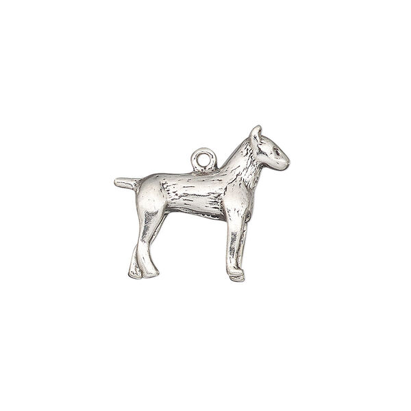Charm, antiqued sterling silver, 19x16mm 3D Jack Russel. Sold individually. image number 0