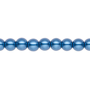 Pearl 1pk metallic blue, Celestial Crystal® 6mm round 15.5-16 inch