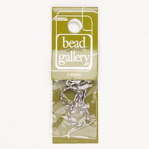 Clasp toggle 1pkg2 "pewter" (zinc alloy), 13mm twisted round, antique silver-finished 1-strand