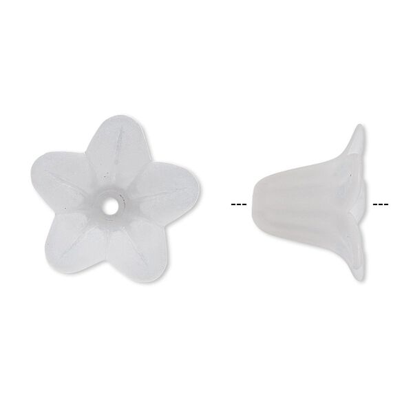 Component, acrylic, translucent frosted clear, 17x12mm flower. Sold per pkg of 100. image number 0