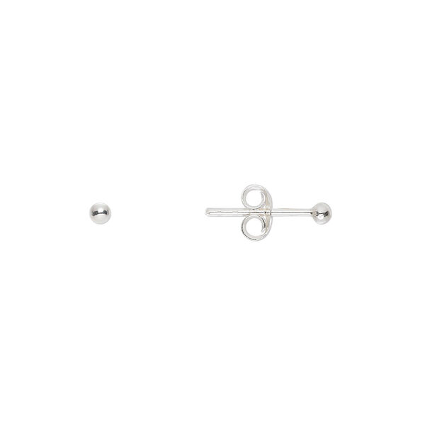 Earstud, sterling silver, 2mm ball with post. Sold per pair. image number 0