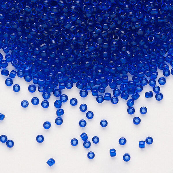 Seed bead, Dyna-Mites™, glass, pkg/40g, #11 round, transparent cobalt, (14 11/0 RR). image number 0