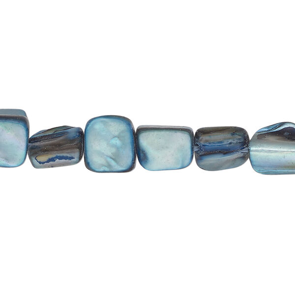 Mother-of-pearl shell 1pkg1, triangle tube bead 15 inch mountain blue 7x8mm-11x8mm image number 0