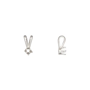 Pendant, Sure-Set™, sterling silver, 3mm pre-notched 4-prong round setting. Sold individually.