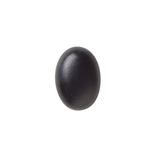 Cabochon, black onyx (dyed), matte, 18x13mm calibrated oval, B grade, Mohs hardness 6-1/2 to 7. Sold per pkg of 2. image number 0