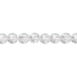 Quartz crystal 1pkg1, tumbled faceted round bead natural 8 inch 6mm