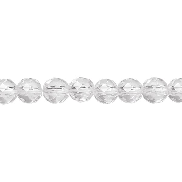 Quartz crystal 1pkg1, tumbled faceted round bead natural 8 inch 6mm image number 0