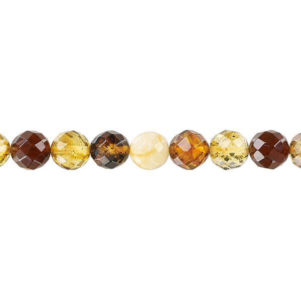 Amber 1pkg1, faceted round bead 15.5-16 inch 6mm image number 0