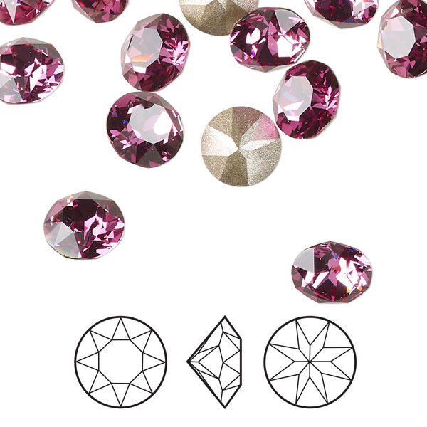 Chaton 6pk dark rose foil back, Crystal Passions® 8.16 to 8.41mm round SS39 1088 image number 0